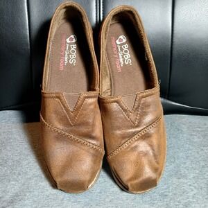 Bob's From Sketchers Memory Foam Size 8 Brown Faux Suede Fur Lining